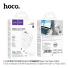 HOCO C113A AWESOME DUAL PORT(1A1C) CARGADOR SET(TIPO C A TIPO C)EU PD65W HIGH POWER